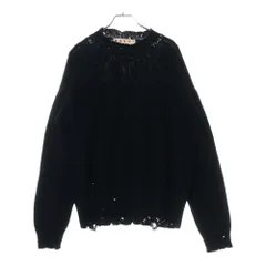 MARNI (マルニ) CREW NECK L/S SWEATER コットン ダメージ クルーネック ニットセーター ブラック GCMG0210A0