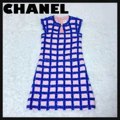 【美品】CHANEL シャネル ワンピース ツイード ココマーク ノースリーブ