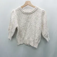 ◇ ⊂ ems excite エムズエキサイト 総柄 五分袖 ニット サイズF パープル系 レディース E  【1502030029987】