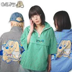 ガルフィー GALFY 宇宙犬半袖 チェック アノラック シャツ 152042 #20 BLACK #70 L.BLUE #80 L.GREEN ギャル メンズ レディース 25SSのサムネイル
