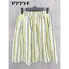 ◇ ●新品● ◎ ROPE PICNIC タグ付 ストライプ 膝丈 フレア スカート サイズ38 ホワイト イエローネイビー レディース 【中古】 【1101210010656】