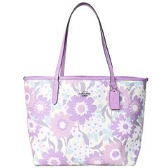 コーチ バッグ COACH レザー 花柄 フラワー フローラル ロゴ シティ トートバッグ アイボリー×パープルマルチ CBG78