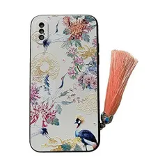 KOLO鶴花 iPhone XS Max ケース iPhoneケース iPhonexsmaxケース 中国風 (ホワイト iPhoneXS M)