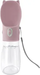 STARFIELD ペットウォーターボトル 犬 猫 水 水筒 給水器 水漏れ防止 水槽付き アウトドア 携帯用 380ml ピンク( ピンク,  380ml)