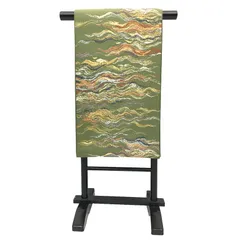 セール 京やJ121　正絹　袋帯　グリーン系　霞文様　留袖・訪問着・色無地・小紋・紬用　カジュアル・フォーマル兼用　仕立て上がり　リサイクル着物