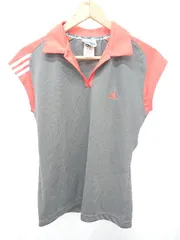 ◇ Θ adidas アディダス スポーツウエア ノースリーブ カットソー サイズL グレー レッド レディース E  【1506180013094】