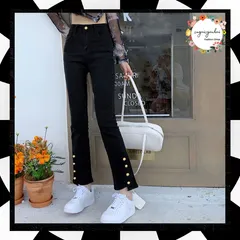 アンクル丈 デニムパンツ レディース 韓国 おしゃれ スリムジーパン ハイウエスト 裾ボタン ジーンズ カジュアル ボトムス 春秋夏 レトロ スキニーデニム 着やせ セミフレア デニム 美脚パンツ クロップド丈デニム 細身 ストレッチ 2AMIY-005