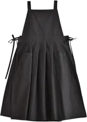 chalino 母の日 エプロン おしゃれ レディース お尻が隠れる 可愛い 撥水 オシャレエプロン 花柄 エプロンドレス( ブラック,  Free Size)