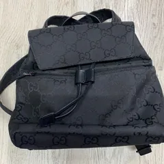 極 美品 保存袋付 GUCCI グッチ GG ロゴ 柄 ナイロン レザー 本革 ミニ リュックサック バックパック デイパック ブラック 黒 80477