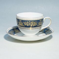 ウェッジウッド コロンビア ブルー&ゴールド カップ＆ソーサー リー