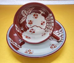 有田焼　陶祥窯　赤絵柘榴珈琲碗皿