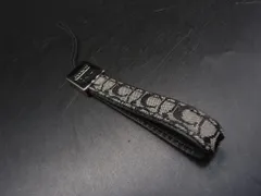 ■極美品■ COACH コーチ シグネチャー キャンバス×レザー ストラップ キーホルダー バッグチャーム ブラック系×シルバー系 DJ2220