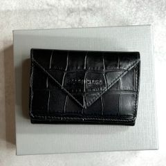 【付属品完備】 BALENCIAGA バレンシアガ / クロコダイルペーパーミニウォレット 三つ折り財布 ミニ財布 クロコ型押しレザー ブラック 391446