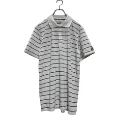 adidas 半袖 ボーダーポロシャツ M ホワイト ブラック アディダス クライマライト 鹿子 古着卸 アメリカ仕入 a604-7294