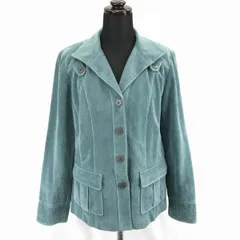 Leilian★コーデュロイジャケット【9/M/ターコイズブルー】ノーベント/フラップポケット/総裏地/レリアン◆BC88W<sale>