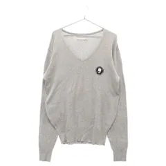 NUMBER (N)INE (ナンバーナイン) 01SS タイム期 ドクロパッチ Vネック コットンニット リブ長袖セーター グレーのサムネイル