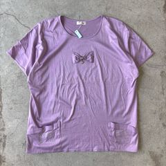 ribbon T-shirt / 刺繍 リボン Tシャツ 紫 #a822