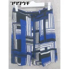 ◇ COUP DE CHANCE クード シャンス 総柄 膝丈 フレア スカート サイズ38 ブルー ブラック ホワイト レディース 【中古】 【1101280004289】