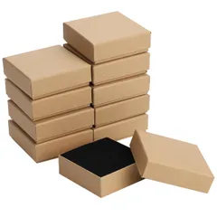 Crystal craft ギフトボックス アクセサリー用 指輪収納 クッション付き 正方形 小箱 クラフト紙 プレゼント ラッピング 10個セット 9x9x3cm [９×９×３ｃｍ]