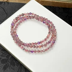 高級 EU製★スーパーセブン★パワーストーン 3本巻きブレスレット 天然石 原石 お守り 4.3-4.7mm ZB9434