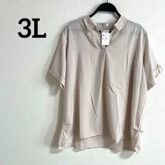 訳あり新品未使用タグ付き　3L 大きいサイズ　半袖　シャツ　ブラウス　無地　襟