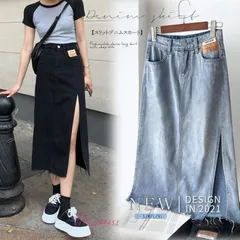 レディースファッション デニムスカート スリット ハイウエスト   vii3v244451