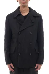 D&G ブラック ウール ピーコート 海軍生まれのピーコート。遮風性の高さは厚手のウールメルトン