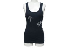 CHROME HEARTS クロムハーツ タンクトップ CHクロス アメリカ製 コットン ブラック ホワイト サイズM 良品 中古 4b001963