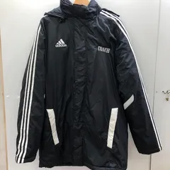 adidas/アディダス ナイロン中綿ベンチコート MSC CLUB SOCCER バック刺繡 フード ジャケット 取り外し可 スリーライン 00's CHINA製 メンズ L ブラック