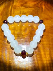 和田玉 12mm+ 血琥珀ブレスレット1142-2/6