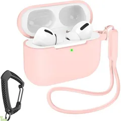 MILPROX AirPods Pro 3 ケース（2025）エアーポッズ プロ 第3世代 専用ケース シリコン ソフト 全面保護 耐衝撃 防震 防塵 落下/紛失防止 ワイヤレス充電対応 カラビナ＆シリコン製ストラップ付き（ピンク） a