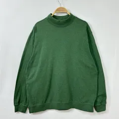 【フォロワー様クーポン配布中！】LANDS'END ランズエンド モックネック 無地 カットソー ロンT ロングTシャツ 長袖   輸入古着 海外古着 US古着 メンズ プレーン ソリッド ブランク ヘビーウェイト ハイネック グリーン Lサイズ 【S59】