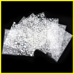 【数量限定】8枚セット レース花3Dネイルステッカー ネイルアート ネイルシール 貼るだけでいい3Dネイルアート (白)