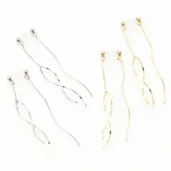 イヤリング レディース 日本製 ノンホールピアス オメガパーツ ノンアレルギー スクリューワイヤーパーツ フリンジ バックチャーム