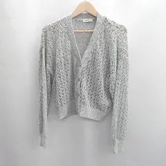 ◇ Θ◎●未使用● earth music&ecology ファンシーヤーン 長袖 ニット カーディガン サイズF ブルー系 レディース E  【1502030044225】