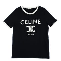 【天白】セリーヌ Tシャツ トリオンフ プリント 2X872671Q.38AW ブラック ホワイト サイズM 半袖 コットン アパレルのサムネイル
