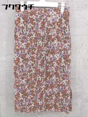 ◇ NATURAL BEAUTY BASIC 花柄 ロング ナロー スカート サイズM ベージュ オレンジ系 マルチ レディース 【中古】 【1002800437528】