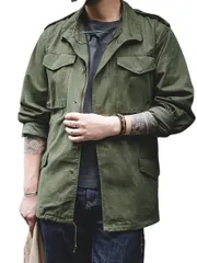 XL_グリーン [§ＮＮ∞ＮＯＲＭＥＮ] NORMEN(ノーマン) M65フィールドジャケット メンズ ミリタリージャケット(グリーン,XL)