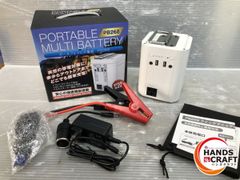 ▼【新品】三金 ポータブルマルチ電源 AC/DC/USB出力 26,800mAh 12Vセルスターター機能 LEDライト付き PB268-W 【中古品】
