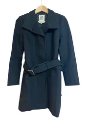 Z1560MICHEL KLEIN  ミッシェルクラン　カシミヤ入りコート　ベルト付き　チェスターコート　ブラック　レディース　サイズ38