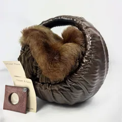 エバゴス ハンドバッグ カゴバッグ　バスケット　ブラウン ファー　ウール　レザー エバゴス ハンドバッグ カゴバッグ バスケット ブラウン ファー ウール