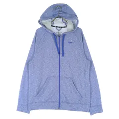 NIKE ナイキ スウッシュ 長袖 ジップパーカー L ブルー ドライフィット メンズ 古着