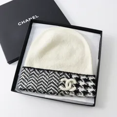極美品 国内 JPタグ シャネル CHANEL ココマーク カシミヤ ニットキャップ/オフホワイト 帽子 ビーニー シャネル合同会社【2400014261325】