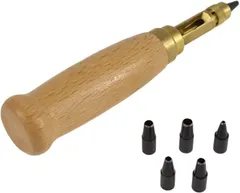 TKY スクリューポンチ レザーパンチ 穴あけ工具 レザークラフト 皮 6サイズ セット(ブラウン)