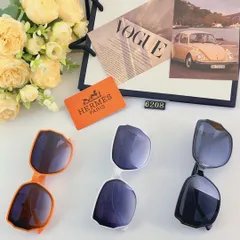 Hermes 2024 年モデル 人気の大きな楕円形 角張り顔用 痩せ見せ効果あり ヨーロッパ・アメリカンスタイル 高級感 サングラス（メガネ） 韓流ブランド風トレンド