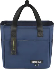 NASSIA ランチバッグ 防水 保冷保温バッグ お弁当バッグ 弁当袋 男女兼用 コンパクト 軽量 通勤 通学(ネイビー,  M)
