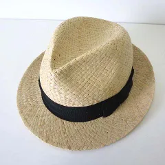 B&Y ユナイテッドアローズ BEAUTY&YOUTH ビューティー&ユース ラフィア ハット 麦わら帽子 ぼうし 58cm ベージュ 黒のサムネイル