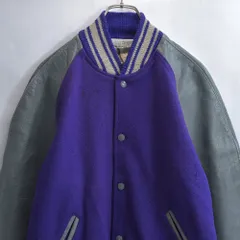 50s~ Holloway ホロウェイ アワードジャケット ウール スタジャン ヴィンテージ ブルゾン ジャンパー パープル グレー ビンテージ USA アメリカ古着 メンズMサイズ相当