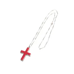 アンダーカバー UNDERCOVER 97AW LEAF期 七宝焼 クロス ネックレス ペンダント アクセサリー レッド 赤のサムネイル
