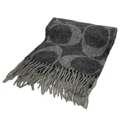 COACH(コーチ) ストール(ショール) F77673 黒×グレー ウール、カシミヤ、シルク、ラビット